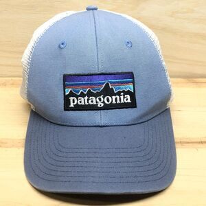 Patagonia P-6 Logo Mesh Trucker Snapback Hat Hike Outdoors Unisex Blue White